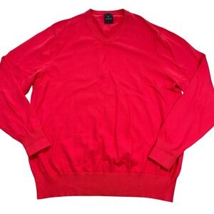 Tailorbyrd Sweater Mens Large Pink 100% Cotton V-neck Pullover Spring Preppy
